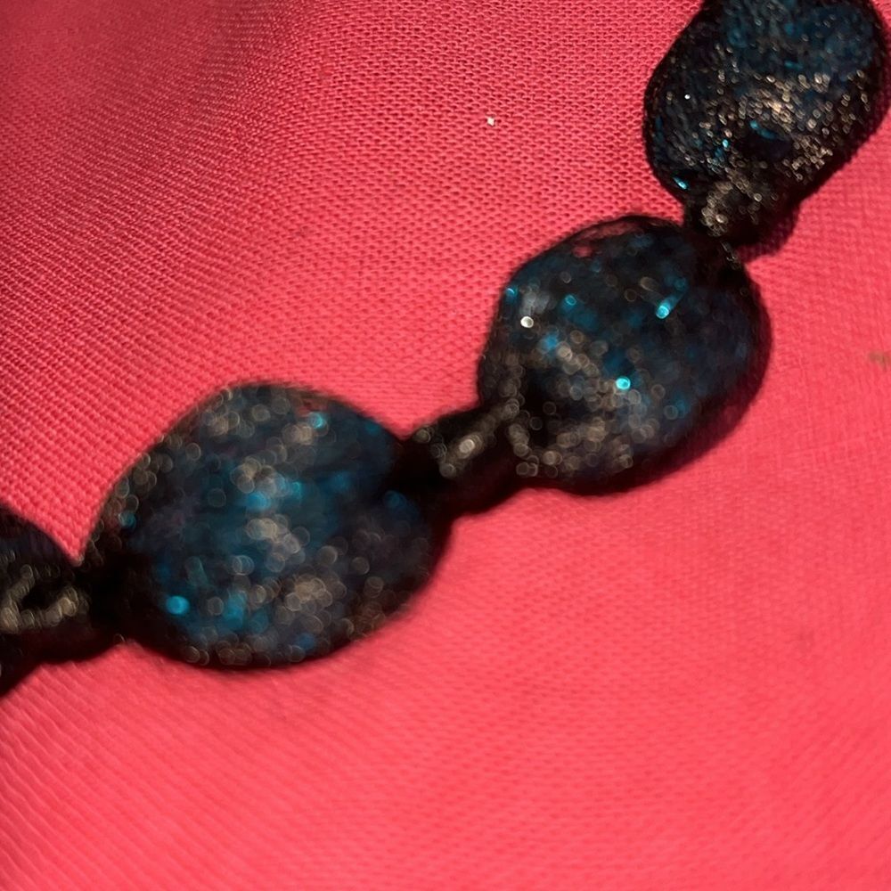 LORI FRANTZ KOENIG necklace. Turquoise stones in black knit fabric. Stunning - Picture 2 of 7